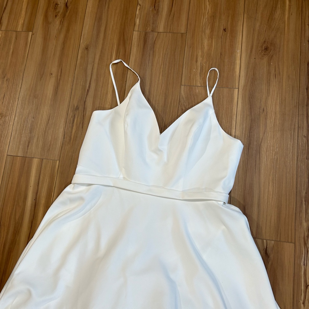 IEENA for Mac Duggal White Classic Spaghetti Strap Wedding Dress Size 16 - Picture 2 of 5